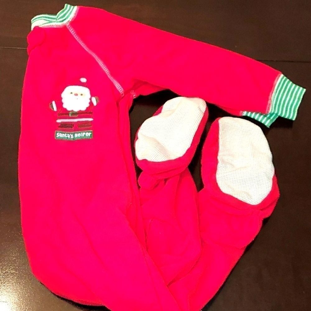 Carter's Red Christmas Santa Footed Pajamas 18M